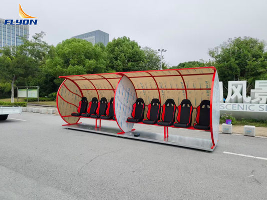 سعر جيد مأوى مقعد محمول من الجلد المقاوم للحريق والمعتمد وفقًا للمعيار EN 13501 مع عجلات لفرق كرة القدم متصل